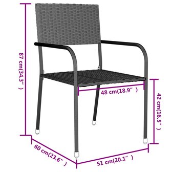 3-delige Tuinset poly rattan zwart 8720286902387 8