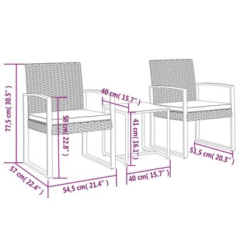 3-delige Tuinset met kussens polypropeen rattan zwart 8720845758622 7