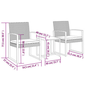 3-delige Tuinset met kussens polypropeen rattan bruin 8720845758639 7