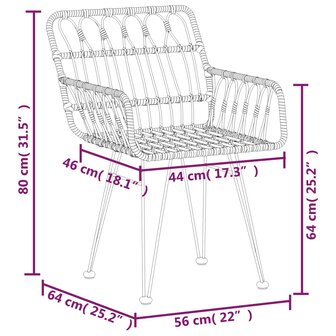 3-delige Tuinset poly rattan zwart 8720845818159 11