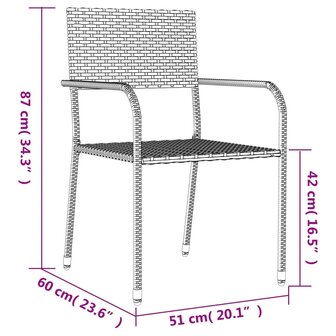 3-delige Tuinset poly rattan en staal grijs en zwart 8721012085985 12