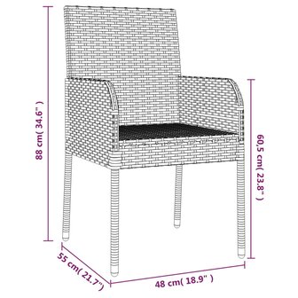 3-delige Tuinset met kussens poly rattan zwart en grijs 8720845820961 9