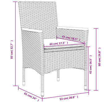 3-delige Tuinset met kussens poly rattan en glas grijs 8721102492136 8