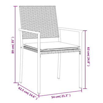 3-delige Tuinset met kussens poly rattan en staal 8720845856861 10