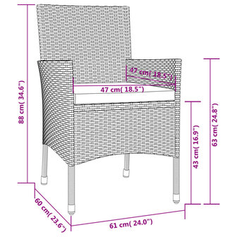 3-delige Tuinset met kussens poly rattan zwart 8720845858445 9