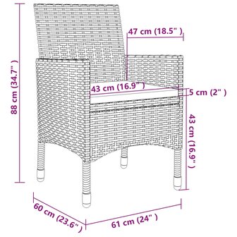 3-delige Tuinset met kussens poly rattan grijs 8720286828373 12