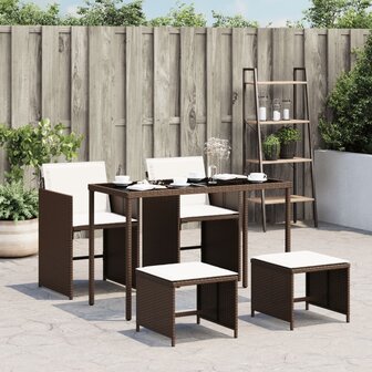 5-delige Tuinset met kussens poly rattan bruin 8721012236561 1