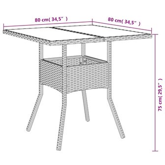 3-delige Tuinset met kussens poly rattan en glas beige 8721102490972 9