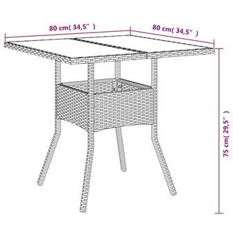 3-delige Tuinset met kussens poly rattan en glas grijs 8721102491955 9