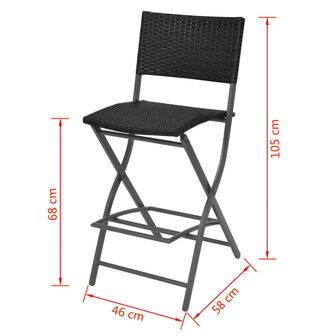 5-delige Tuinset inklapbaar staal poly rattan zwart 8718475504641 9