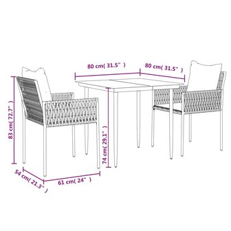 3-delige Tuinset met kussens poly rattan en staal 8720845857189 10