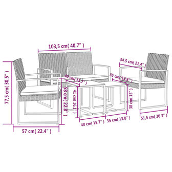 5-delige Tuinset met kussens polypropeen rattan bruin 8720845758721 6