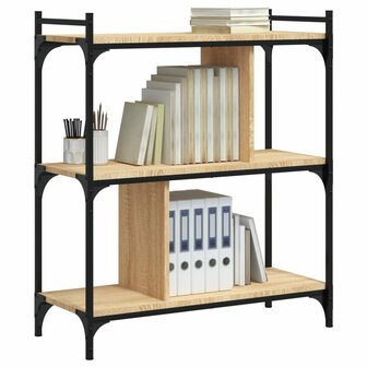 Boekenkast 3-laags 76x32x88 cm bewerkt hout sonoma eikenkleurig 8720845418823 3