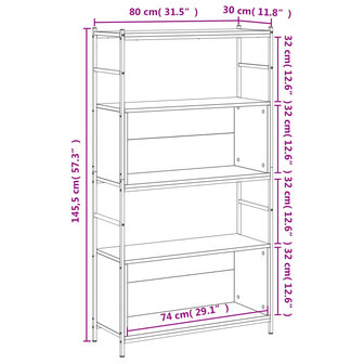 Boekenrek 80x30x145,5 cm bewerkt hout en ijzer sonoma eiken 8720845940980 9