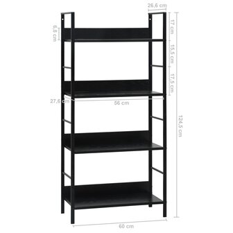 Boekenkast met 4 schappen 60x27,6x90,5 cm bewerkt hout zwart 8719883890586 7