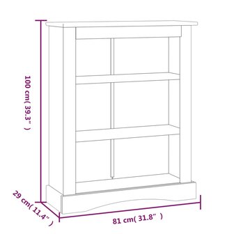 Boekenkast 3 planken 81x29x100 cm grenenhout Corona-stijl grijs 8719883682082 7