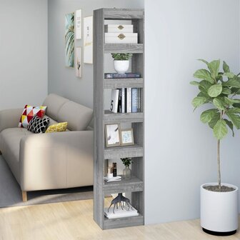 Boekenkast/kamerscherm 40x30x198 cm grijs sonoma eikenkleurig 8720286844281 1