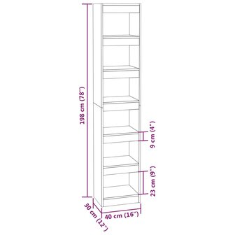 Boekenkast/kamerscherm 40x30x198 cm grijs sonoma eikenkleurig 8720286844281 7