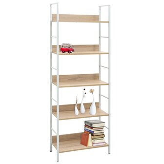 Boekenkast 5 schappen 60x27,6x158,5 cm bewerkt hout eikenkleur 8719883890654 2