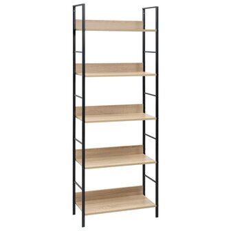 Boekenkast 5 schappen 60x27,6x158,5 cm bewerkt hout eikenkleur 8719883890630 1