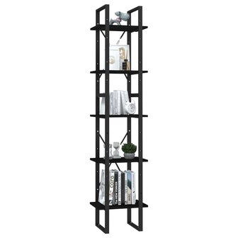 Boekenkast met 5 schappen 40x30x175 cm grenenhout zwart 8720286649336 3