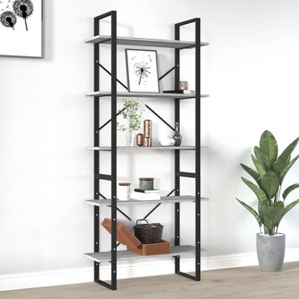 Boekenkast 80x30x175 cm bewerkt hout grijs sonoma eikenkleurig 8720287100041 1