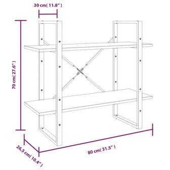 Boekenkast 80x30x175 cm bewerkt hout grijs sonoma eikenkleurig 8720287100041 11