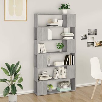 Boekenkast/kamerscherm 100x24x188 cm grijs sonoma eikenkleurig 8720845858117 1