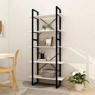 Boekenkast met 5 schappen 80x30x175 cm grenenhout wit 8720286649503 1