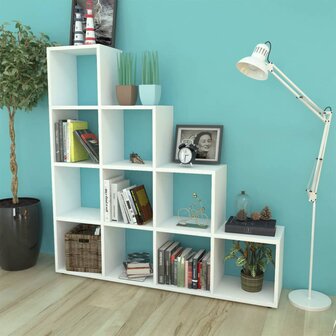 Boekenkast/presentatiemeubel trapvormig 142 cm wit 8718475954781 1