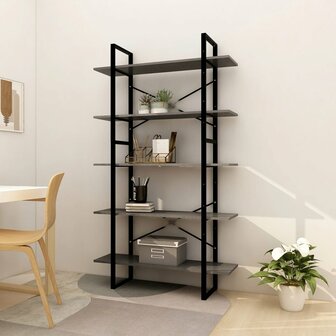 Boekenkast met 5 schappen 100x30x175 cm grenenhout grijs 8720286649619 1