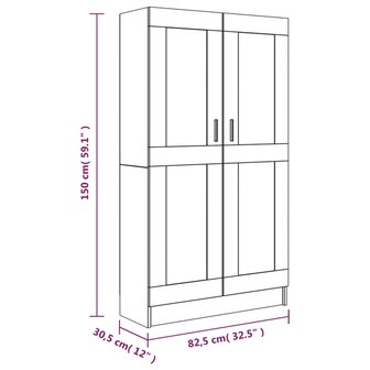 Boekenkast 82,5x30,5x150 cm bewerkt hout gerookt eikenkleurig 8720286977330 9