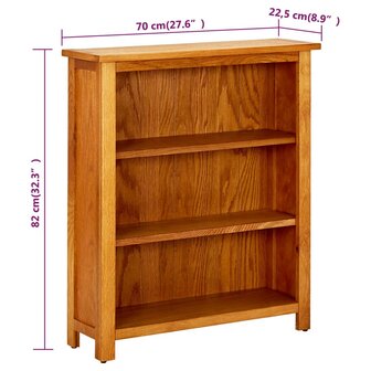 Boekenkast met 3 schappen 70x22,5x82 cm massief eikenhout 8718475533177 6