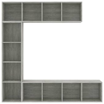 3-delige Boekenkast-/tv-meubelset 180x30x180 cm betongrijs 8719883768632 4