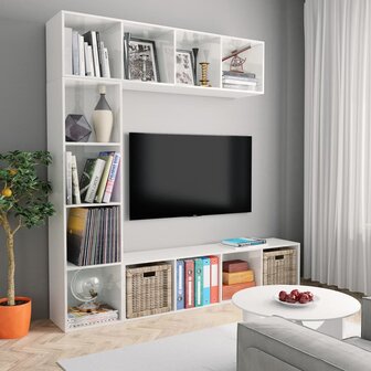 3-delige Boekenkast-/tv-meubelset 180x30x180 cm hoogglans wit 8719883768656 1