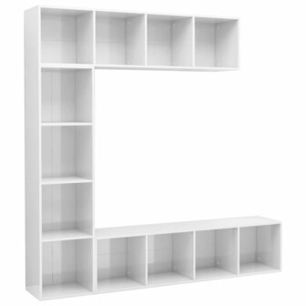 3-delige Boekenkast-/tv-meubelset 180x30x180 cm hoogglans wit 8719883768656 2