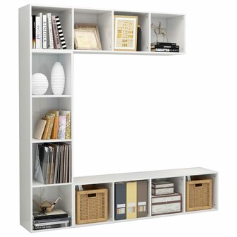 3-delige Boekenkast-/tv-meubelset 180x30x180 cm hoogglans wit 8719883768656 3