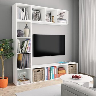 3-delige Boekenkast-/tv-meubelset 180x30x180 cm wit 8719883768595 1