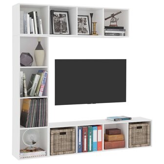 3-delige Boekenkast-/tv-meubelset 180x30x180 cm wit 8719883768595 3