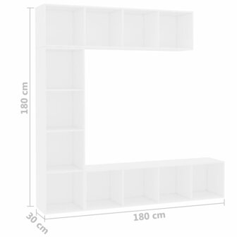 3-delige Boekenkast-/tv-meubelset 180x30x180 cm wit 8719883768595 6