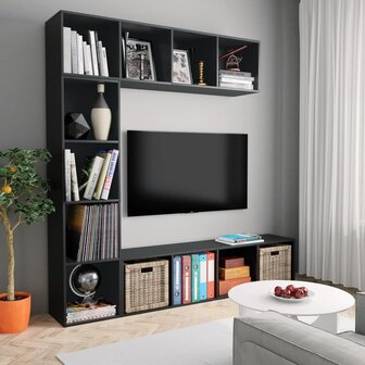 3-delige Boekenkast-/tv-meubelset 180x30x180 cm zwart 8719883768601 1