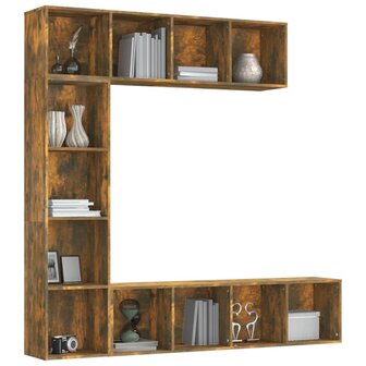 3-delige boekenkast- / tv-meubelset 180x30x180 cm gerookt eiken 8720845648619 3