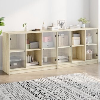 Boekenkast met deuren 204x37x75 cm hout sonoma eikenkleurig 8721012216235 1