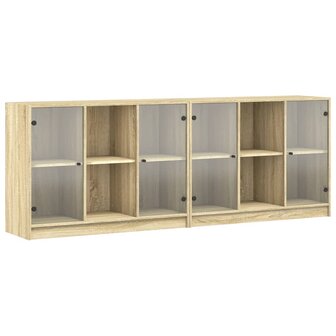 Boekenkast met deuren 204x37x75 cm hout sonoma eikenkleurig 8721012216235 2