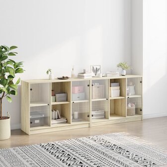 Boekenkast met deuren 204x37x75 cm hout sonoma eikenkleurig 8721012216235 3