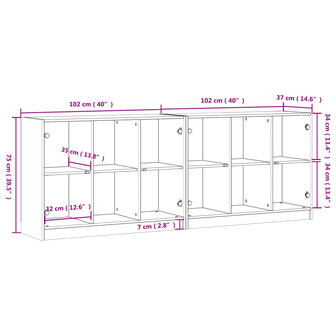 Boekenkast met deuren 204x37x75 cm hout sonoma eikenkleurig 8721012216235 11