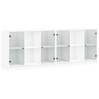 Boekenkast met deuren 204x37x75 cm bewerkt hout wit 8721012216211 2