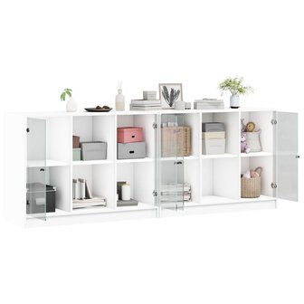 Boekenkast met deuren 204x37x75 cm bewerkt hout wit 8721012216211 4