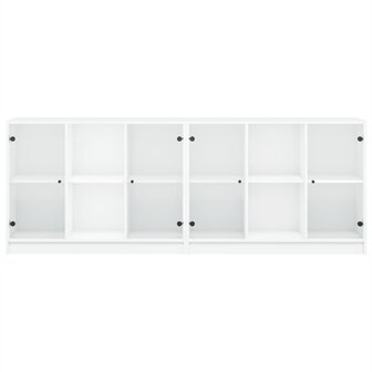 Boekenkast met deuren 204x37x75 cm bewerkt hout wit 8721012216211 6