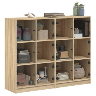 Boekenkast met deuren 136x37x109 cm hout sonoma eikenkleurig 8721012216020 5